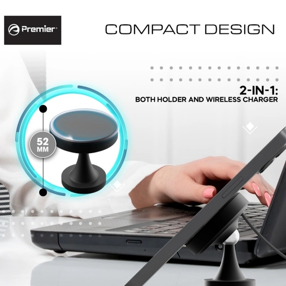 Wireless Charger & Magnetic Suction Cell Phone Mount - Black - Picture 4 of 12